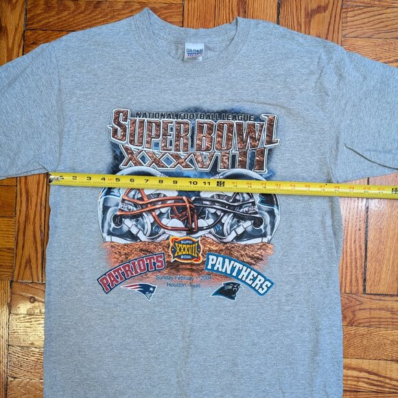 Vintage NFL Super Bowl XXXVIII 2004 Graphic T-Shirt Patriots x Panthers Sz Large - Picture 6 of 7